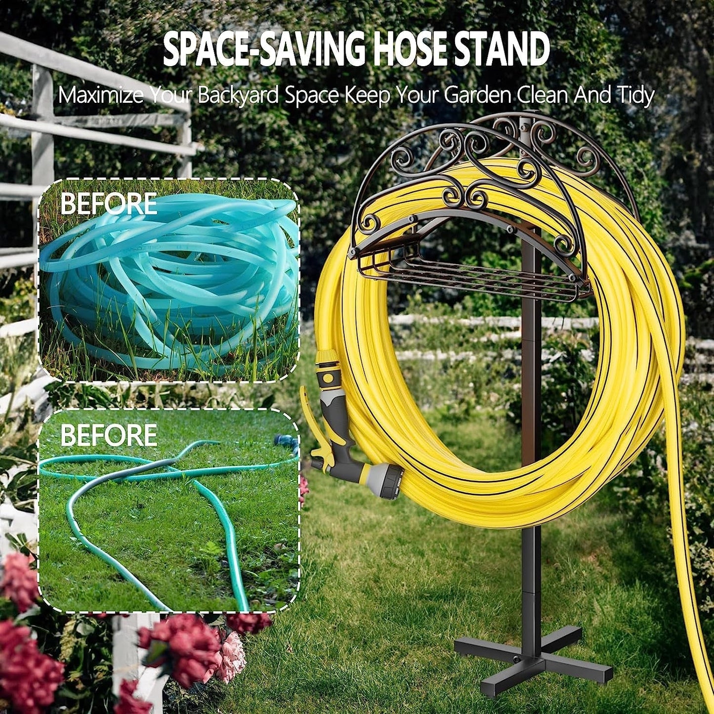 Garden Hose Holder, Heavy Duty Metal Water Hose Holder