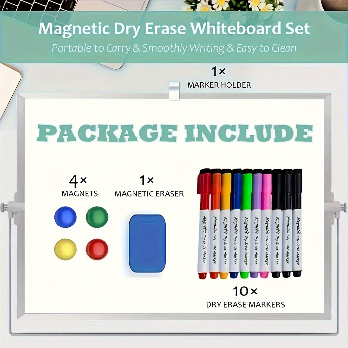 MagniBoard Magnetic Whiteboard - Portable and Double Sided with Stand