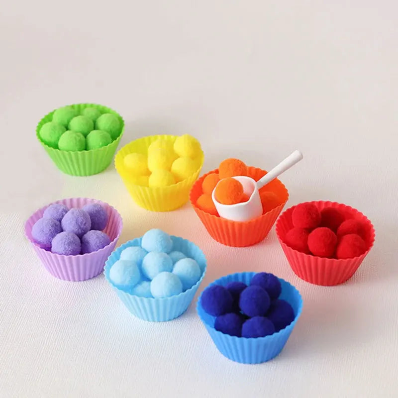 Rainbow Pom-Pom Sorting Set