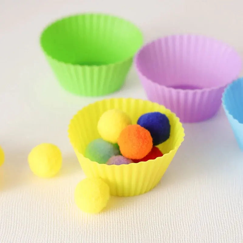 Rainbow Pom-Pom Sorting Set