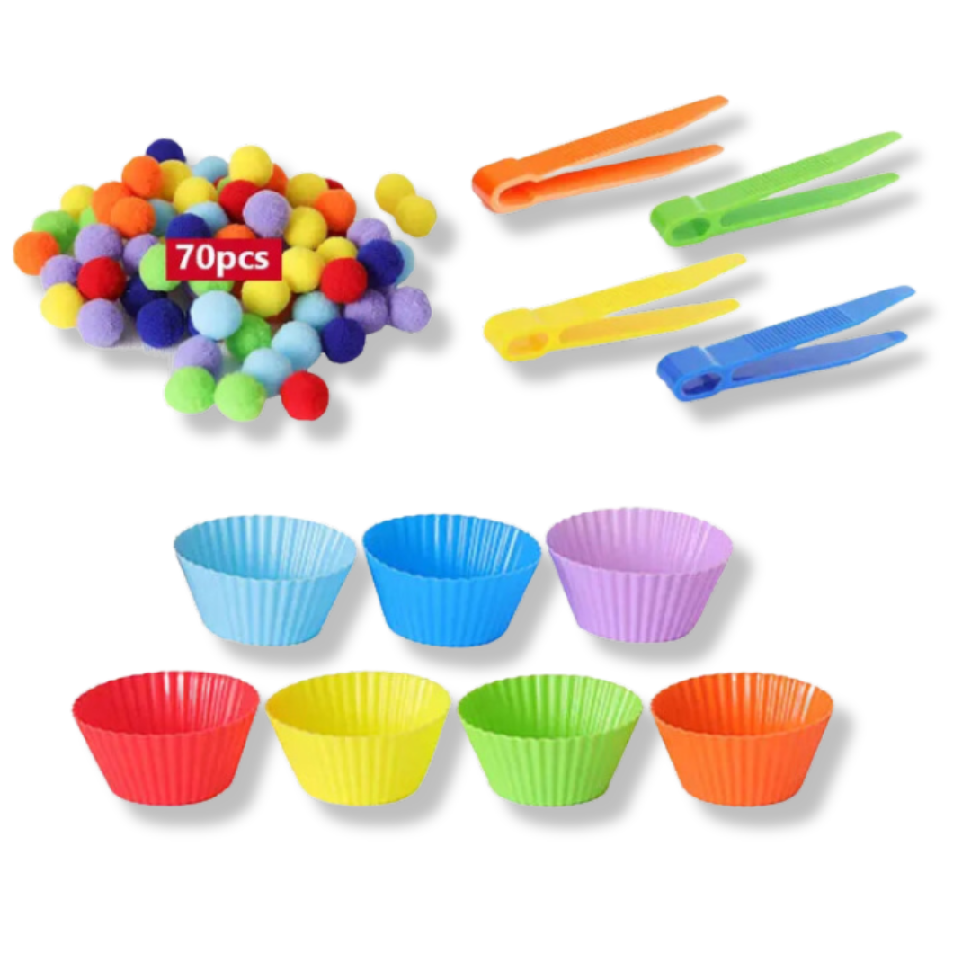 Rainbow Pom-Pom Sorting Set