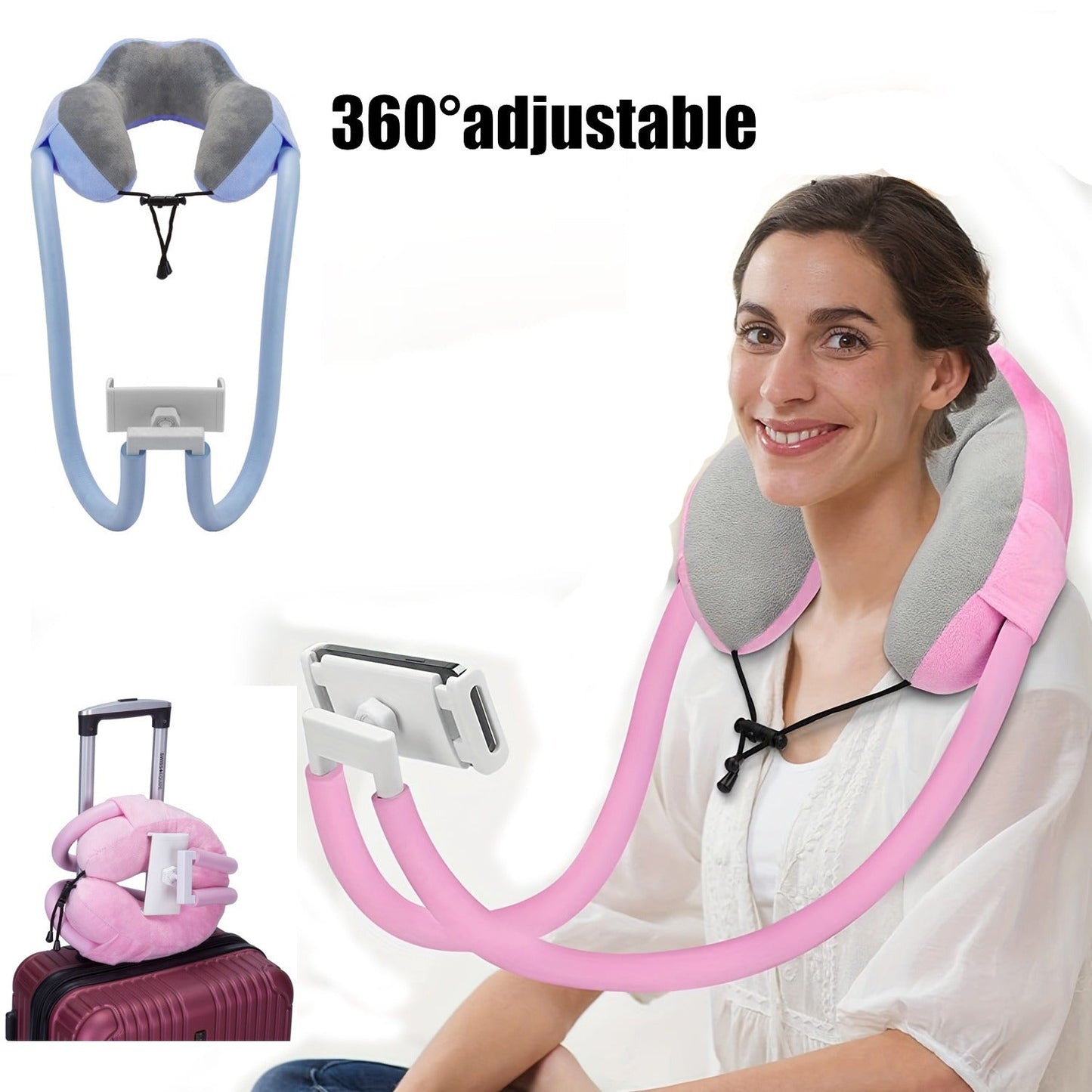ReisLuxe Adjustable Neck Rest with Phone Holder - For Comfort and Convenience