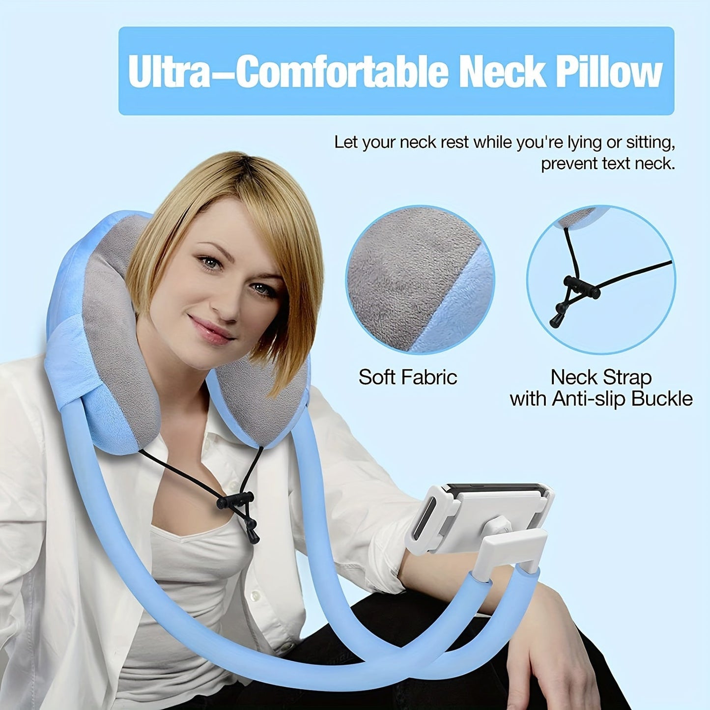 ReisLuxe Adjustable Neck Rest with Phone Holder - For Comfort and Convenience