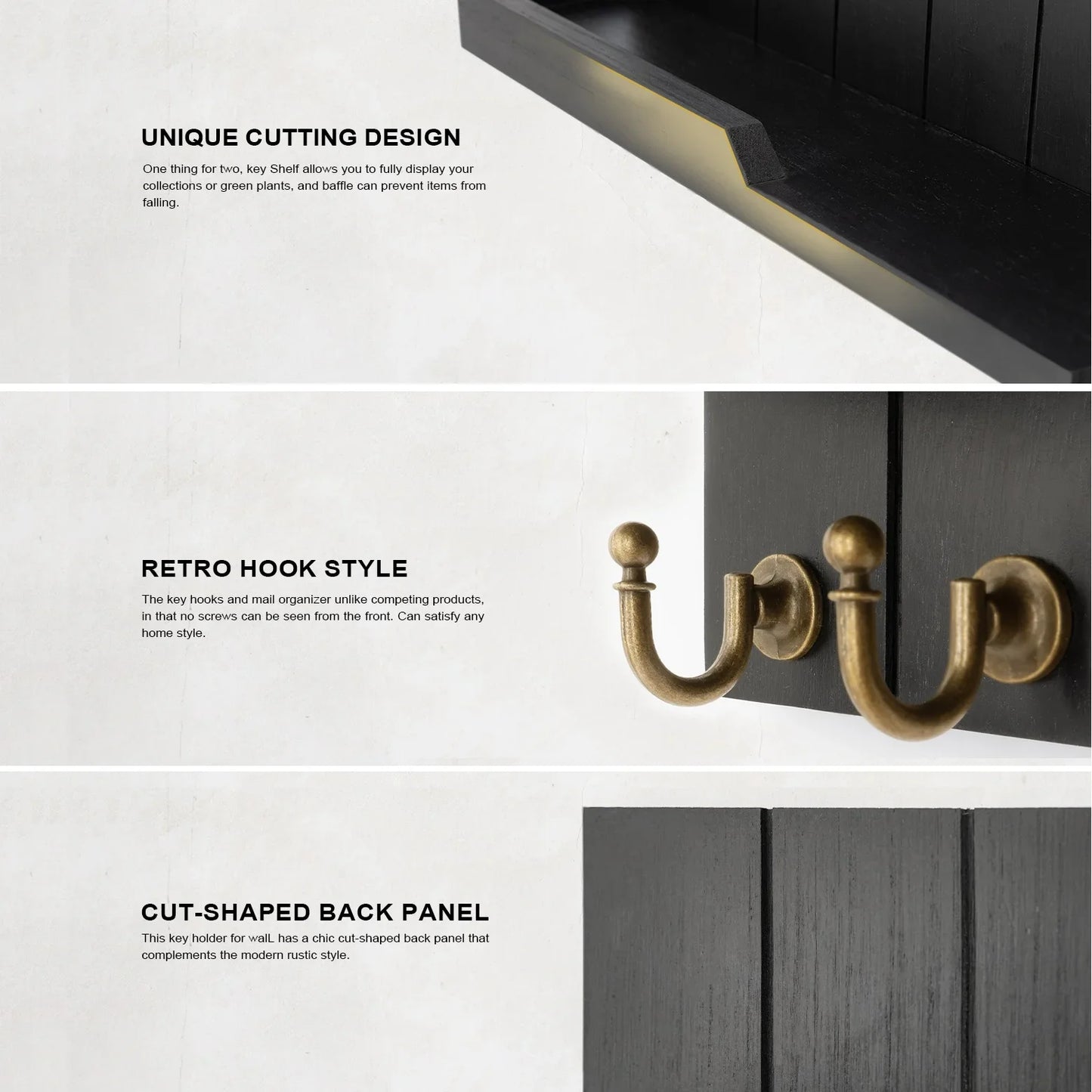 Wooden Key Holder with Shelf - Stylish Wall Solution for Keys and Mail