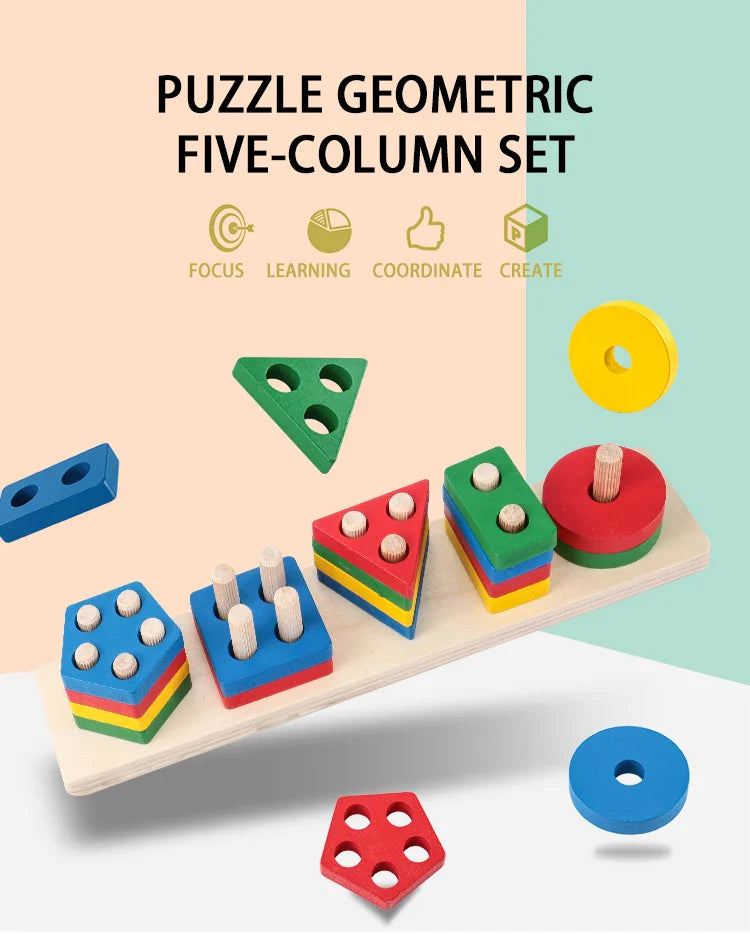 Wooden Shape Stacking Blocks