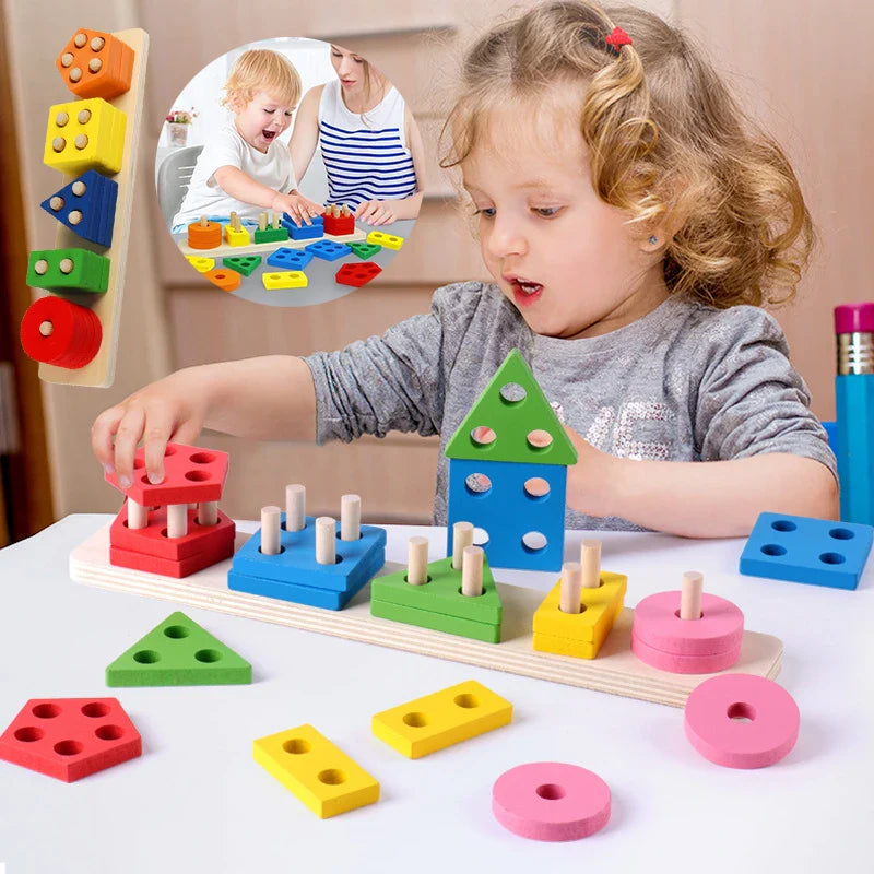 Wooden Shape Stacking Blocks
