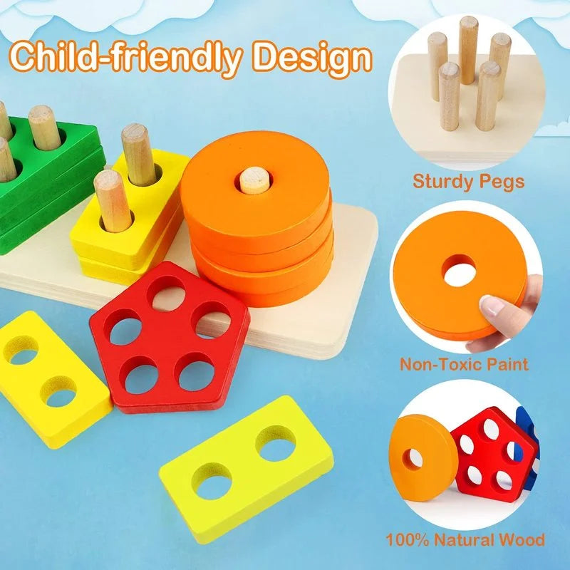 Wooden Shape Stacking Blocks