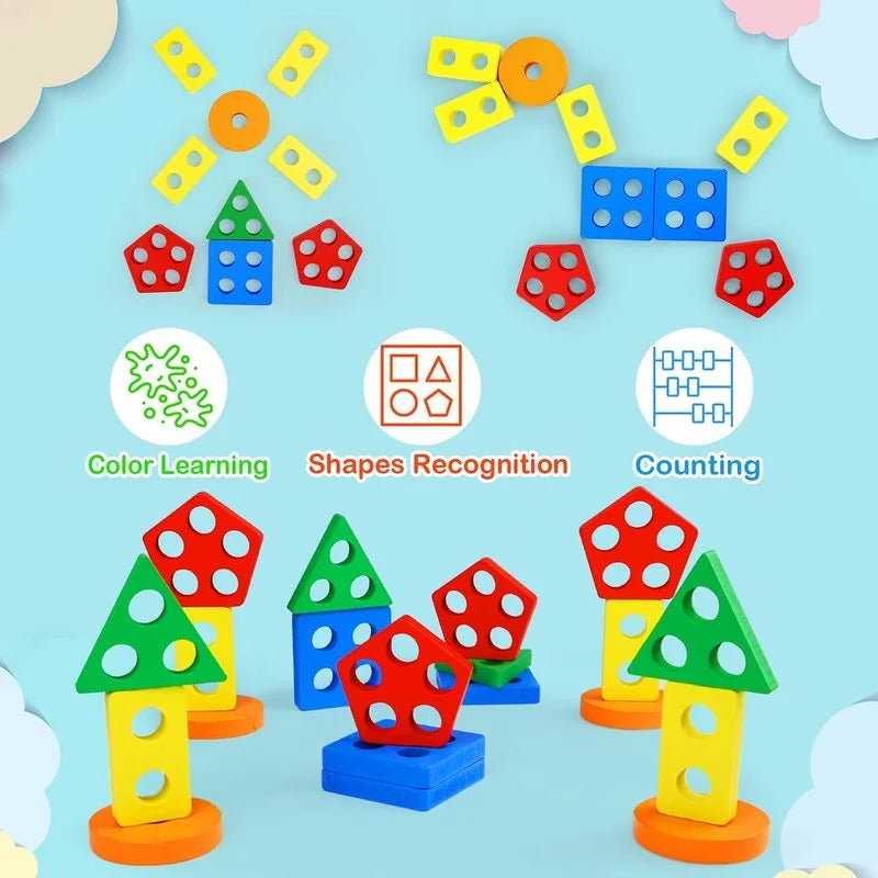 Wooden Shape Stacking Blocks