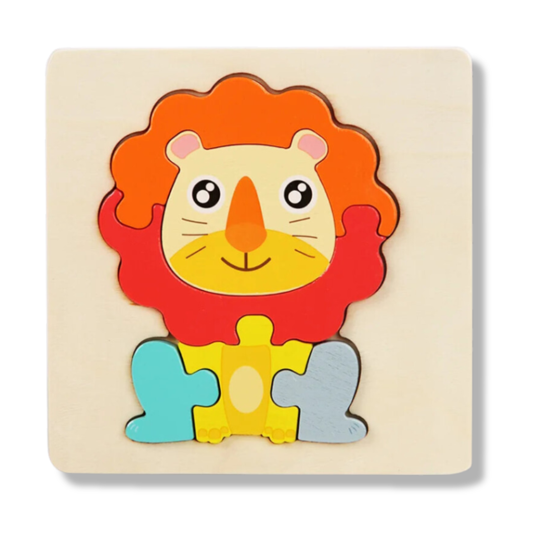 3D Wooden Cartoon Animal Puzzle for Kids