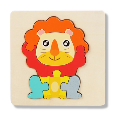 3D Wooden Cartoon Animal Puzzle for Kids