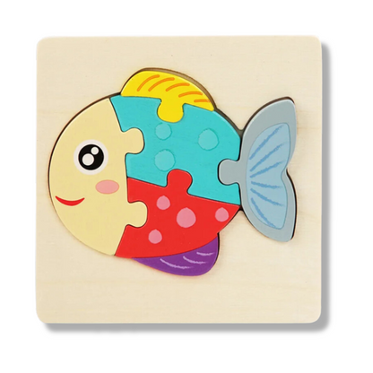3D Wooden Cartoon Animal Puzzle for Kids