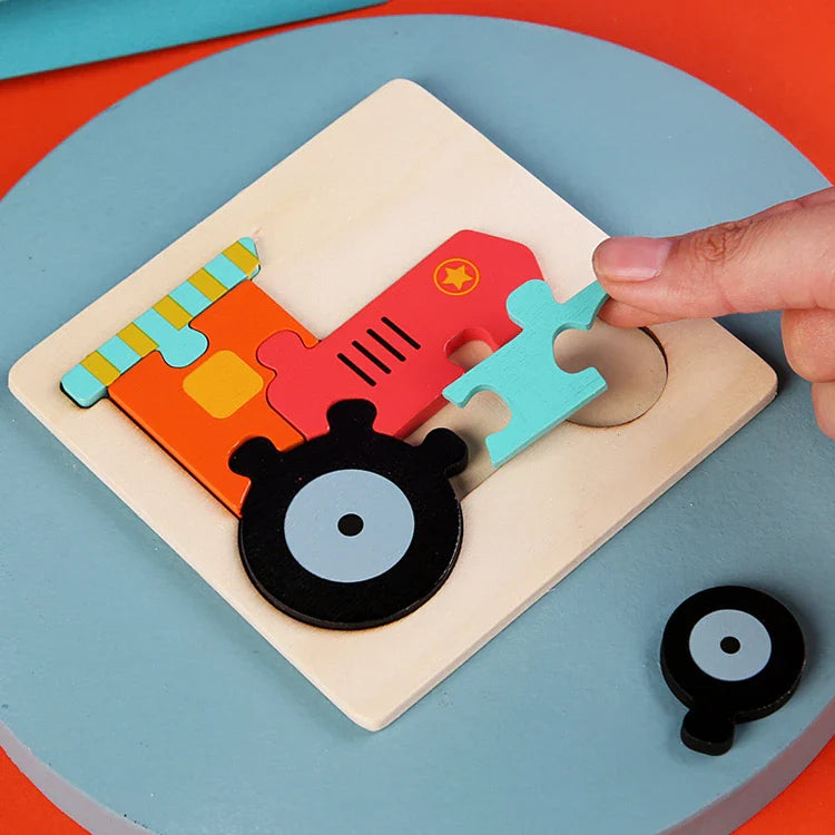 3D Wooden Cartoon Animal Puzzle for Kids