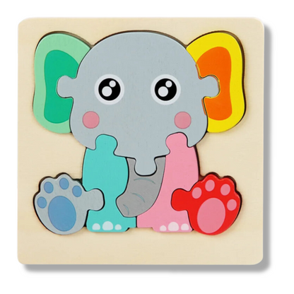 3D Wooden Cartoon Animal Puzzle for Kids