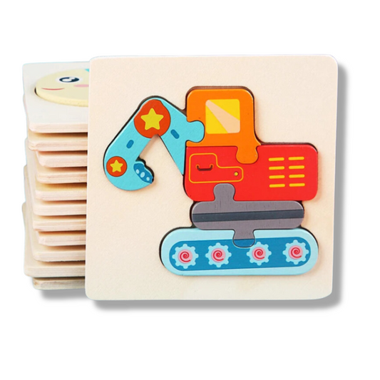 3D Wooden Cartoon Animal Puzzle for Kids