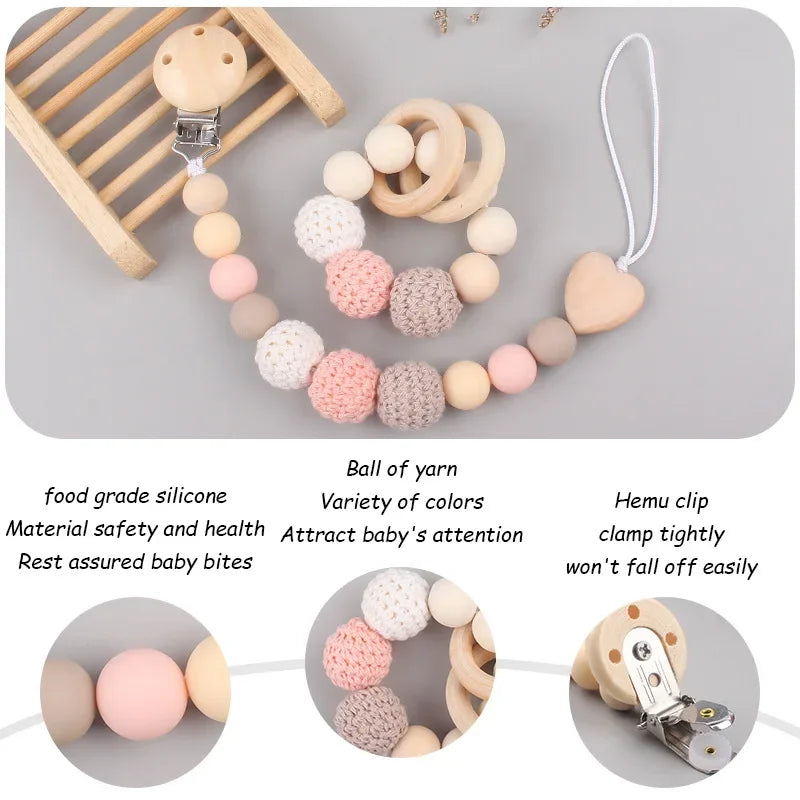 Baby Pacifier Clips & Teething Bracelet