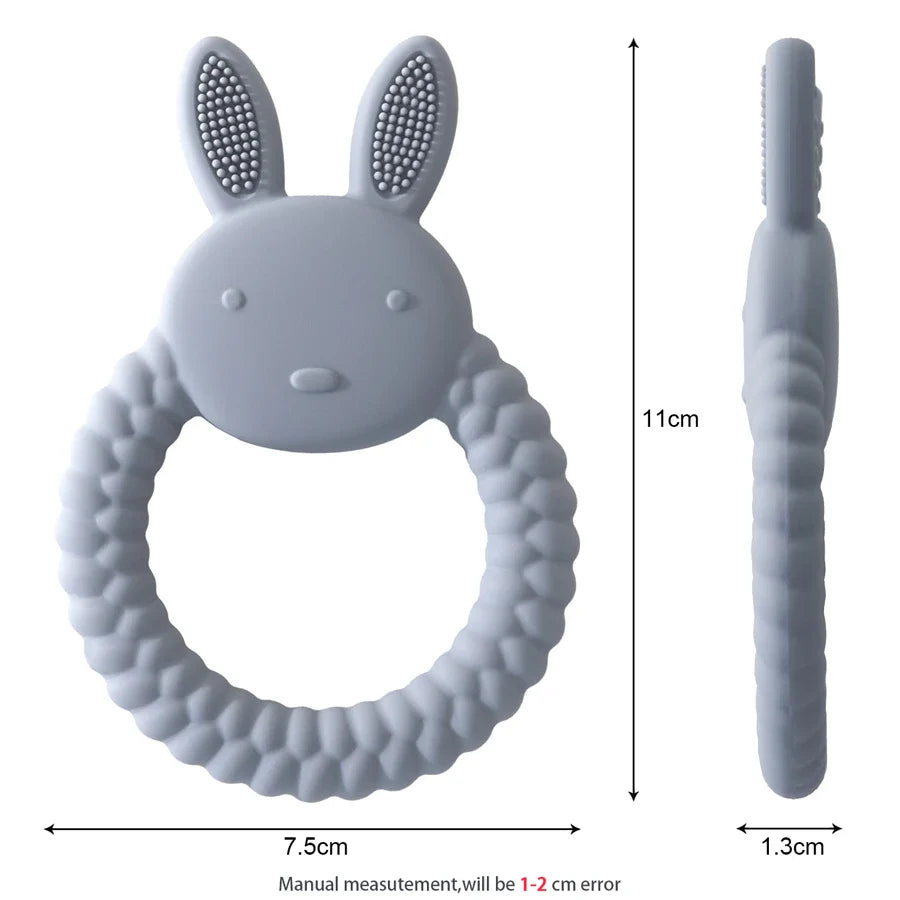 Baby Teether Silicone Toy - BPA Free Cartoon Rabbit