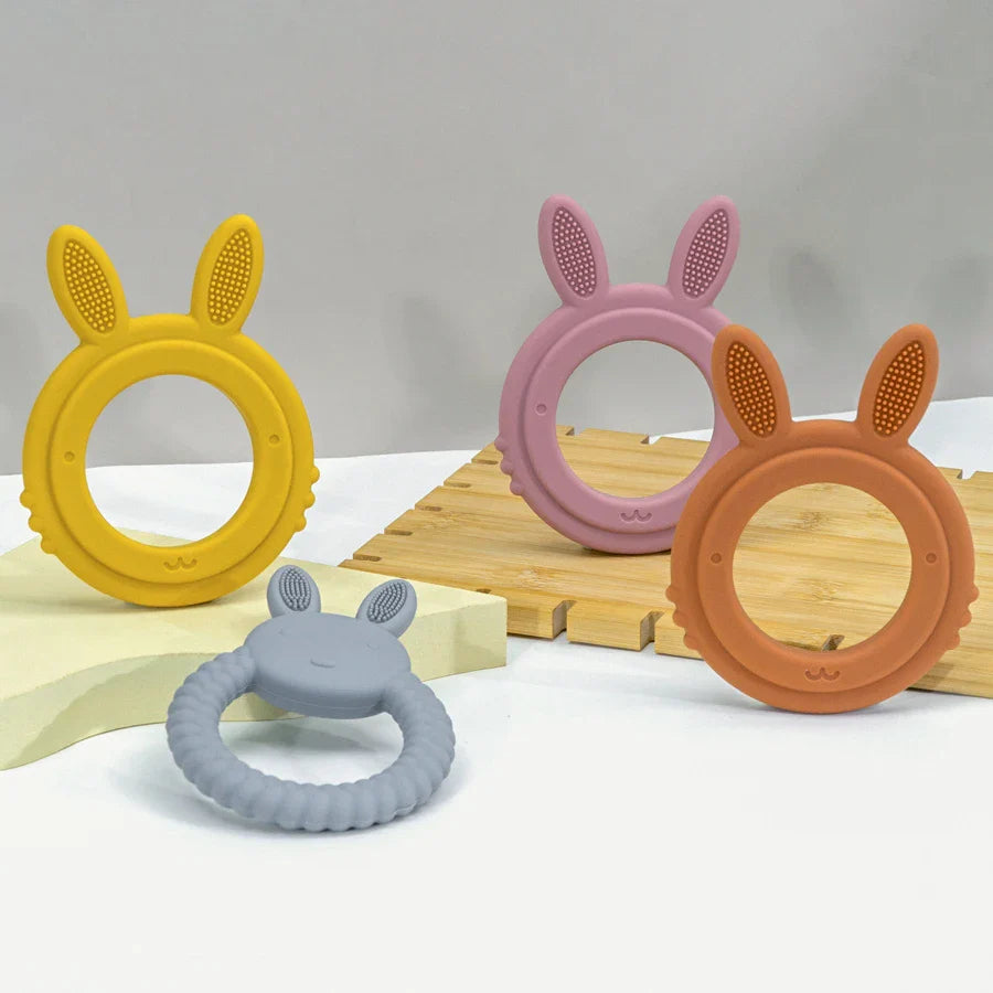 Baby Teether Silicone Toy - BPA Free Cartoon Rabbit