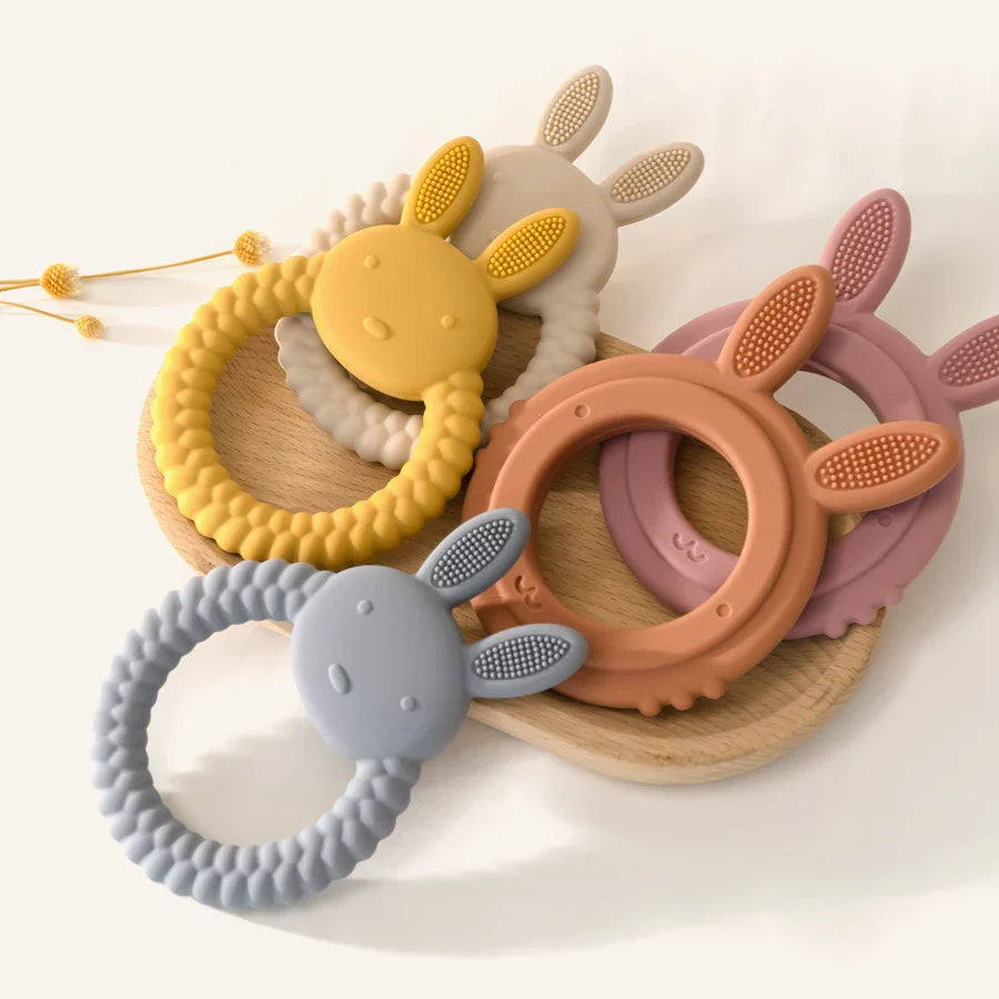 Baby Teether Silicone Toy - BPA Free Cartoon Rabbit