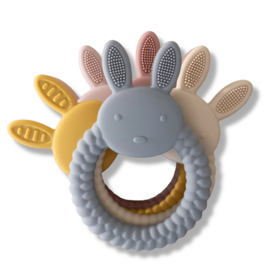 Baby Teether Silicone Toy - BPA Free Cartoon Rabbit