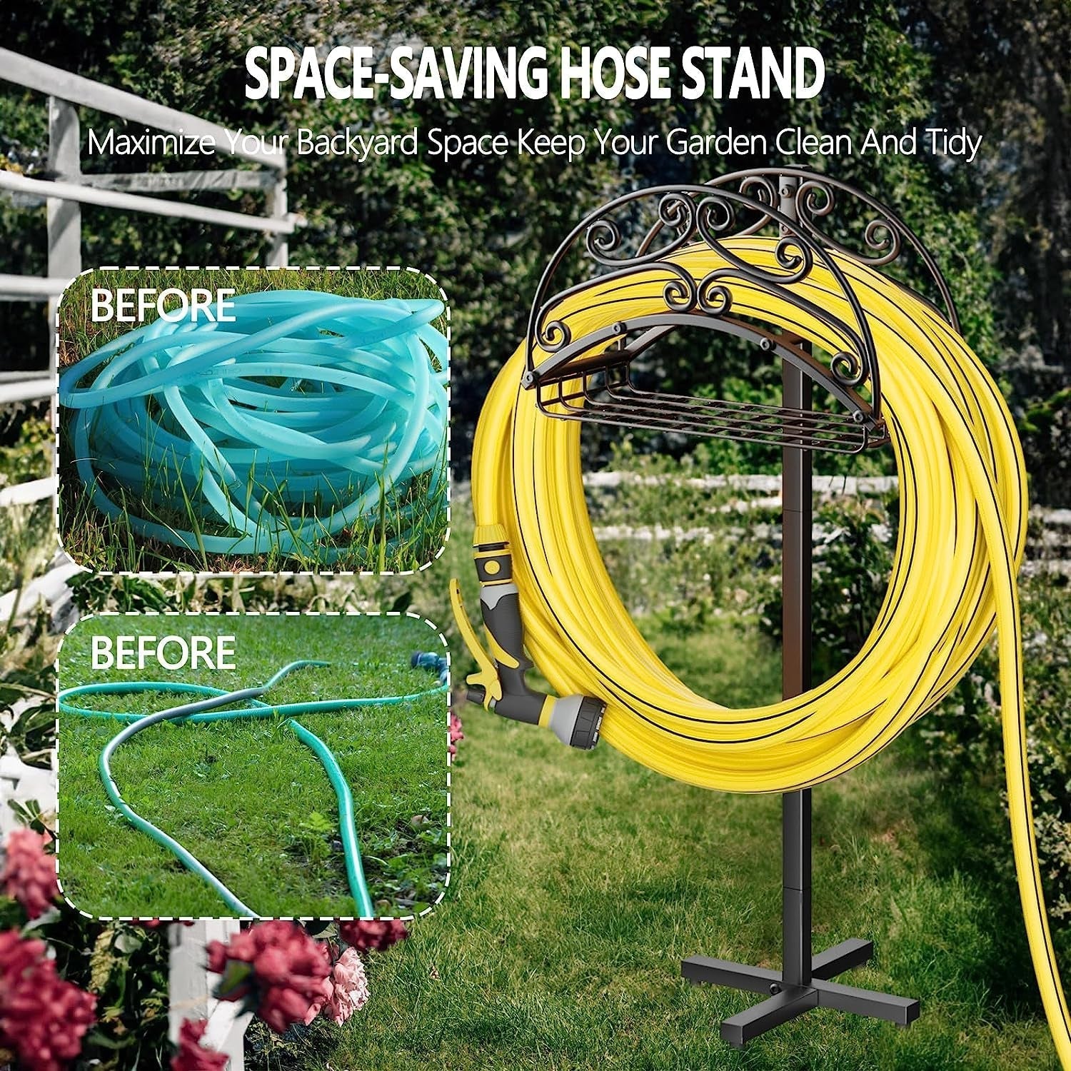 Garden Hose Holder, Heavy Duty Metal Water Hose Holder