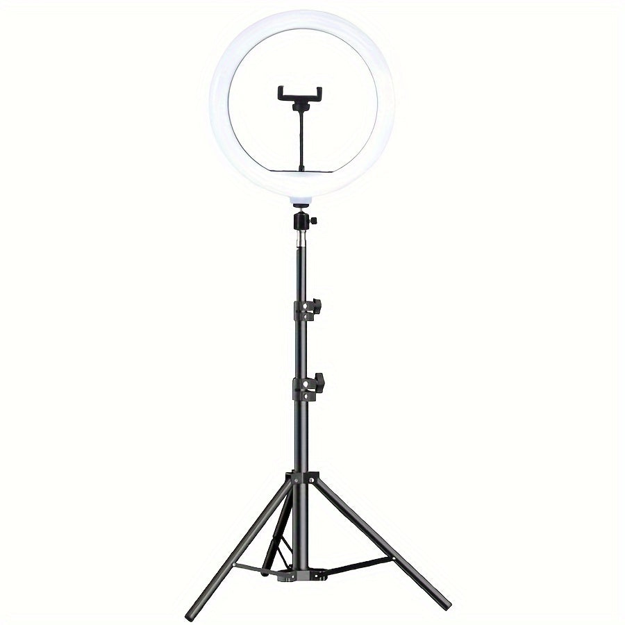 LED Ring Lamp with Tripod and Phone Holder - For Perfect Selfies and Video Recordings