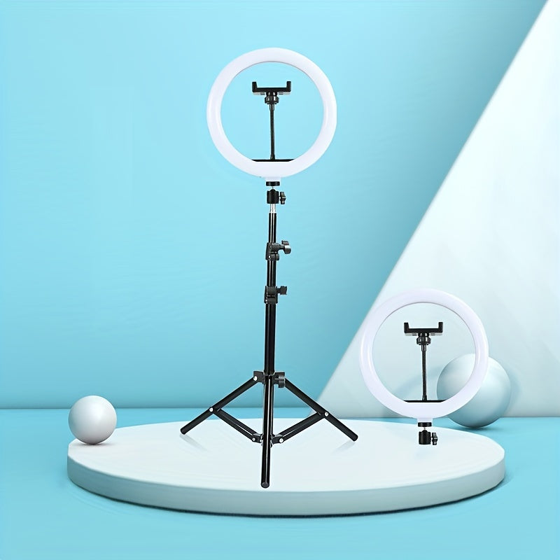 LED Ring Lamp with Tripod and Phone Holder - For Perfect Selfies and Video Recordings