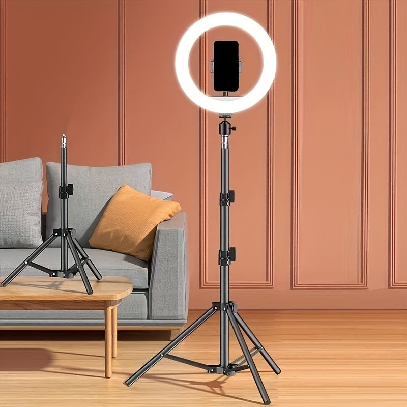 LED Ring Lamp with Tripod and Phone Holder - For Perfect Selfies and Video Recordings