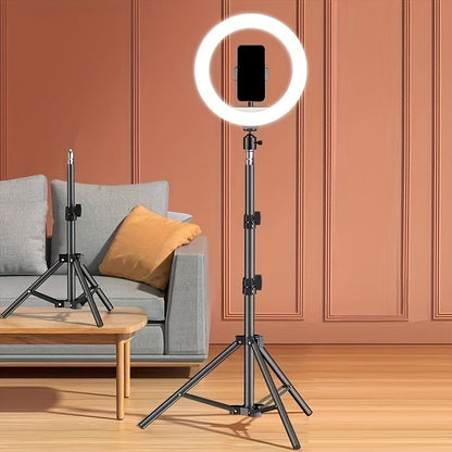 LED Ring Lamp with Tripod and Phone Holder - For Perfect Selfies and Video Recordings