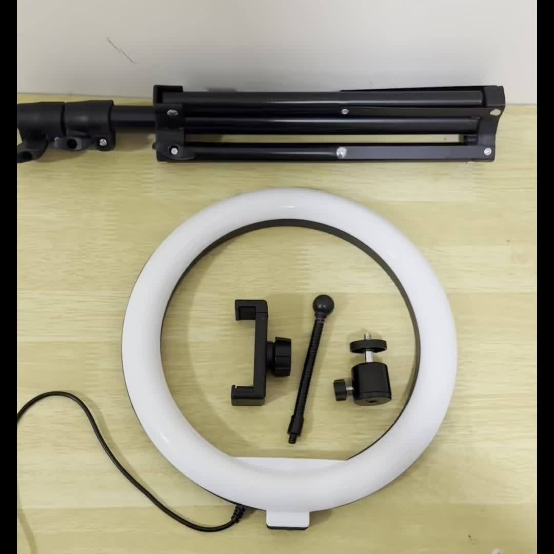 LED Ring Lamp with Tripod and Phone Holder - For Perfect Selfies and Video Recordings
