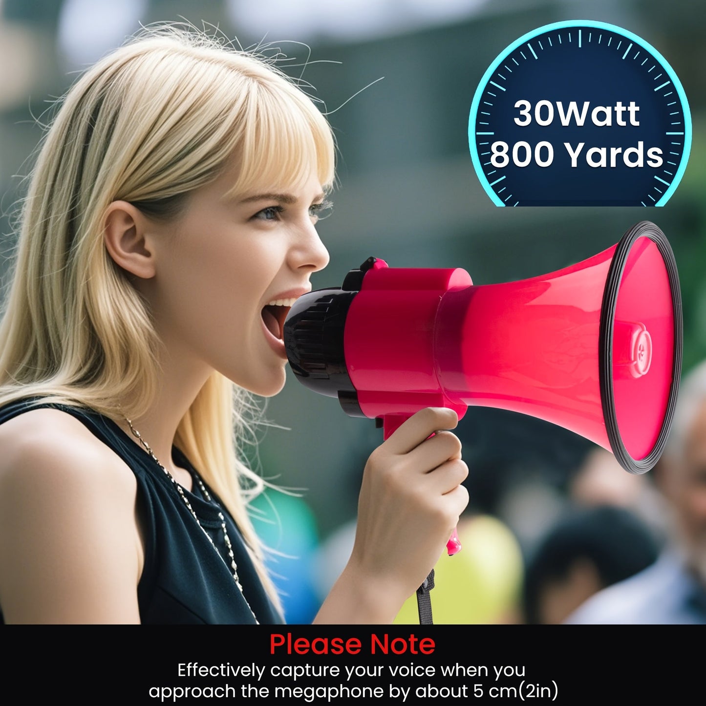 Powerful Megaphone with Siren - Range up to 731 meters, Adjustable Volume