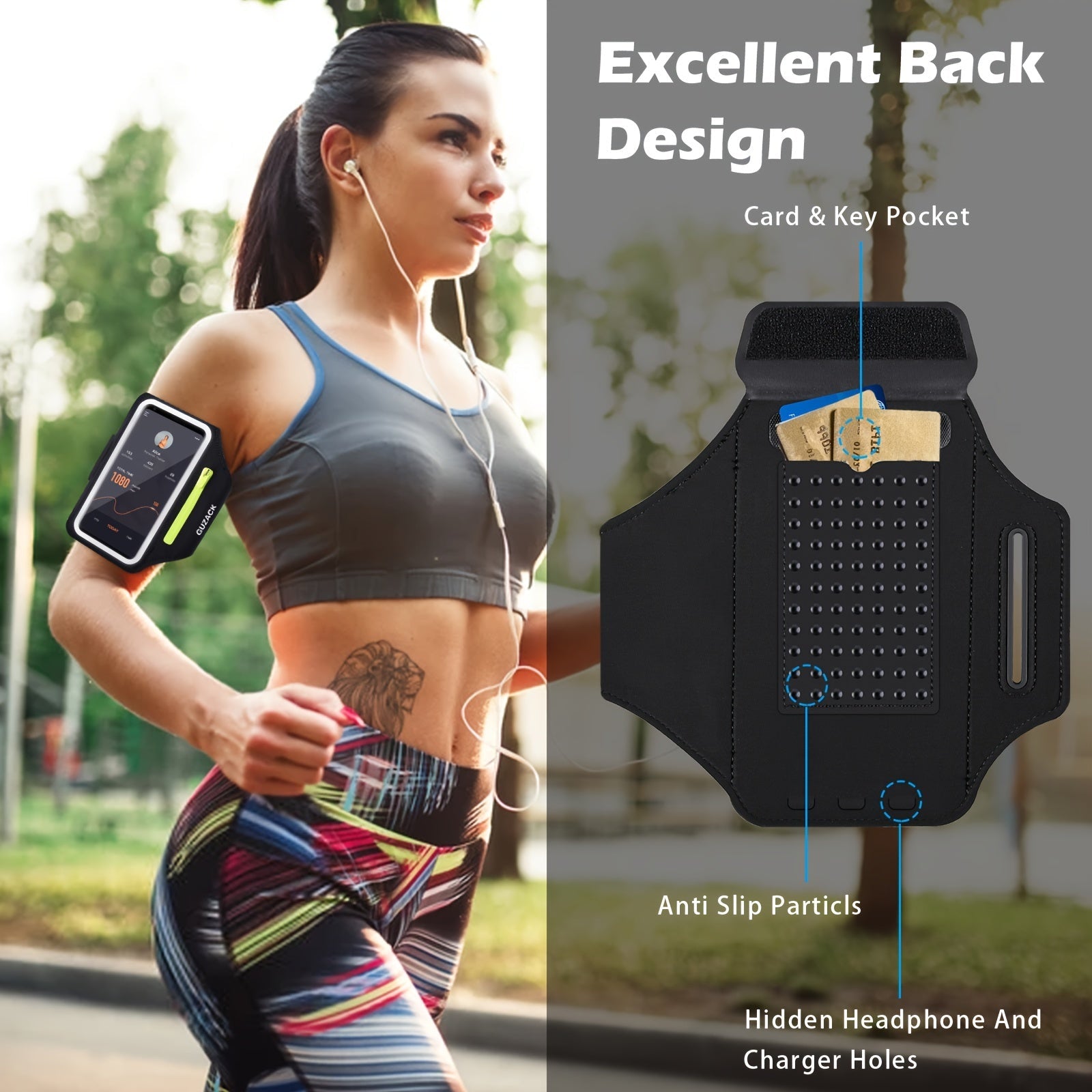 Running Phone Holder with Earphone Case - Adjustable Armband for Athletes