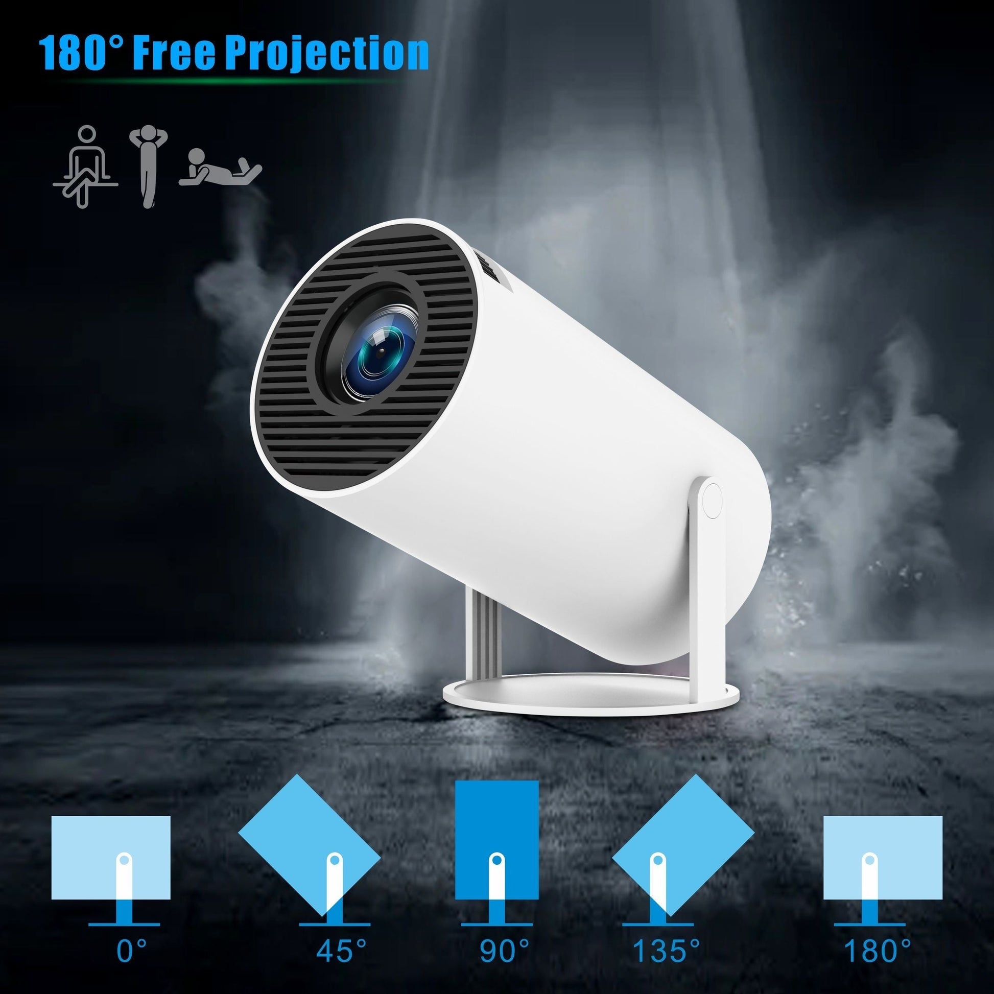 Smart Mini Projector - Portable 180° Rotatable Projector for Outdoor Movies and Streaming